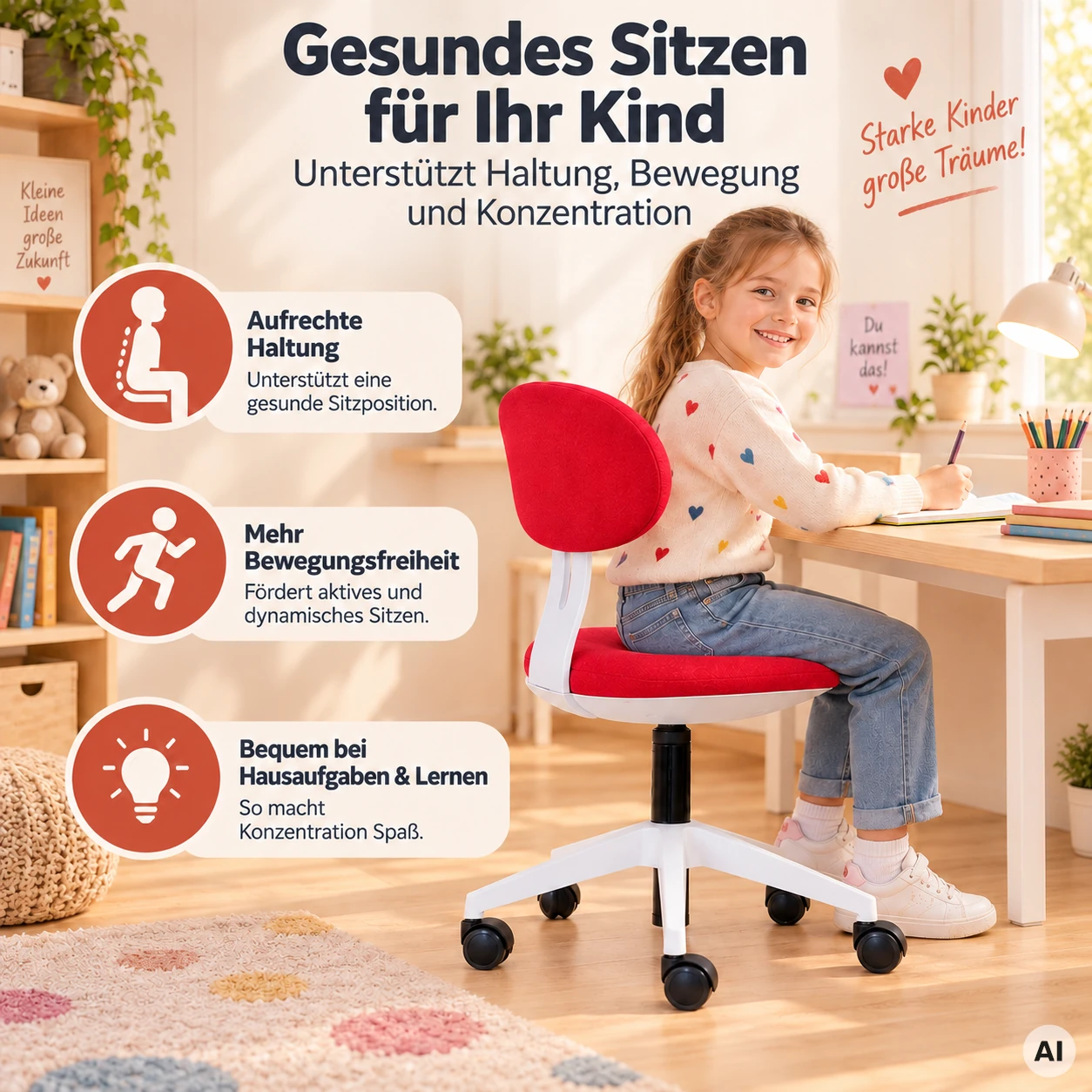 Max - Mitwachsender Bürostuhl für Kinder