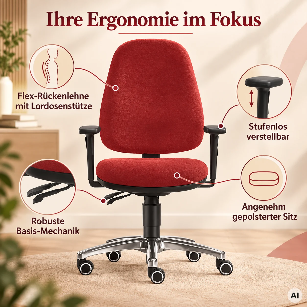 Lady Joy - Profi Bürostuhl für Frauen